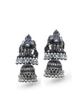 Oxidised Silver Elephant Jumka Earrings