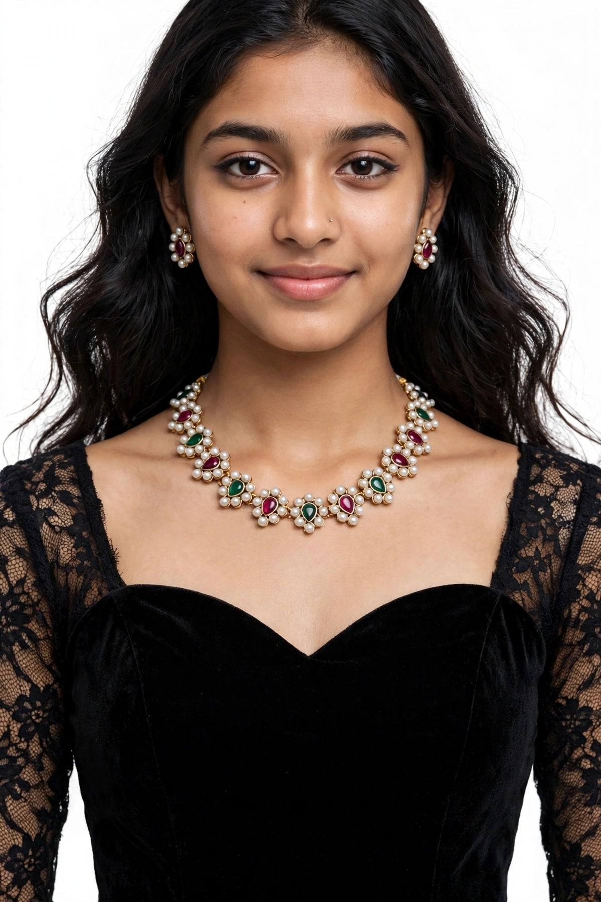 Traditional Gold-Tone Pearl Necklace Set
