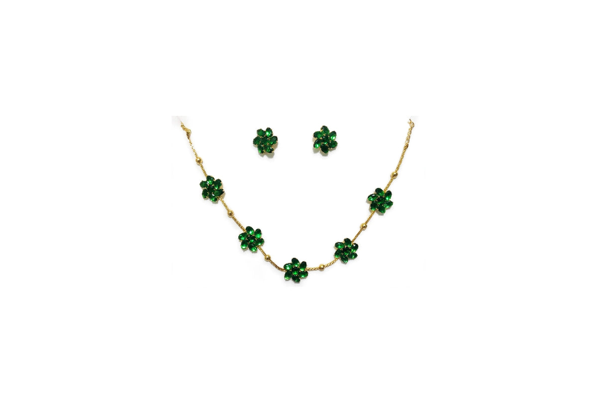 Emerald Green Floral Necklace Set