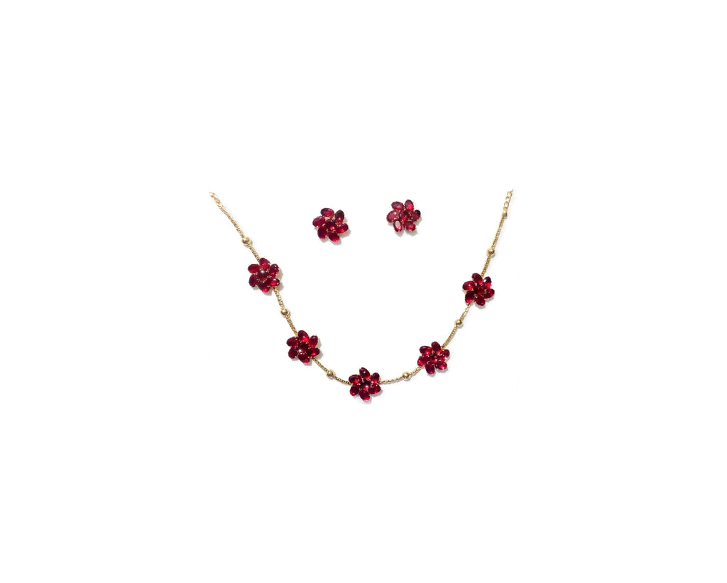 Ruby Floral Necklace Set