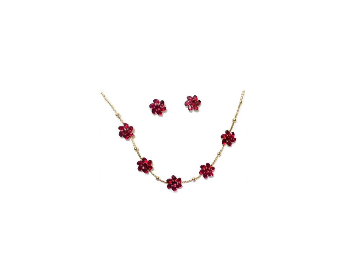 Ruby Floral Necklace Set