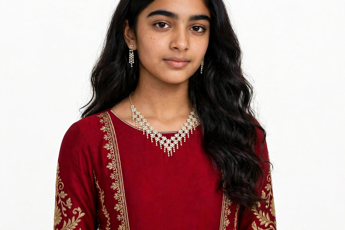 Gold Finish American Diamond Necklace Set