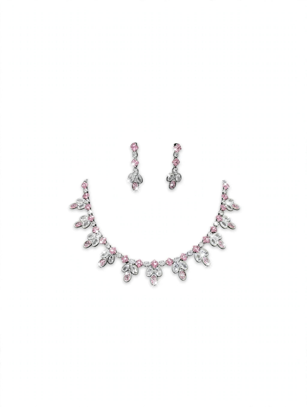 Silver Floral Necklace Set