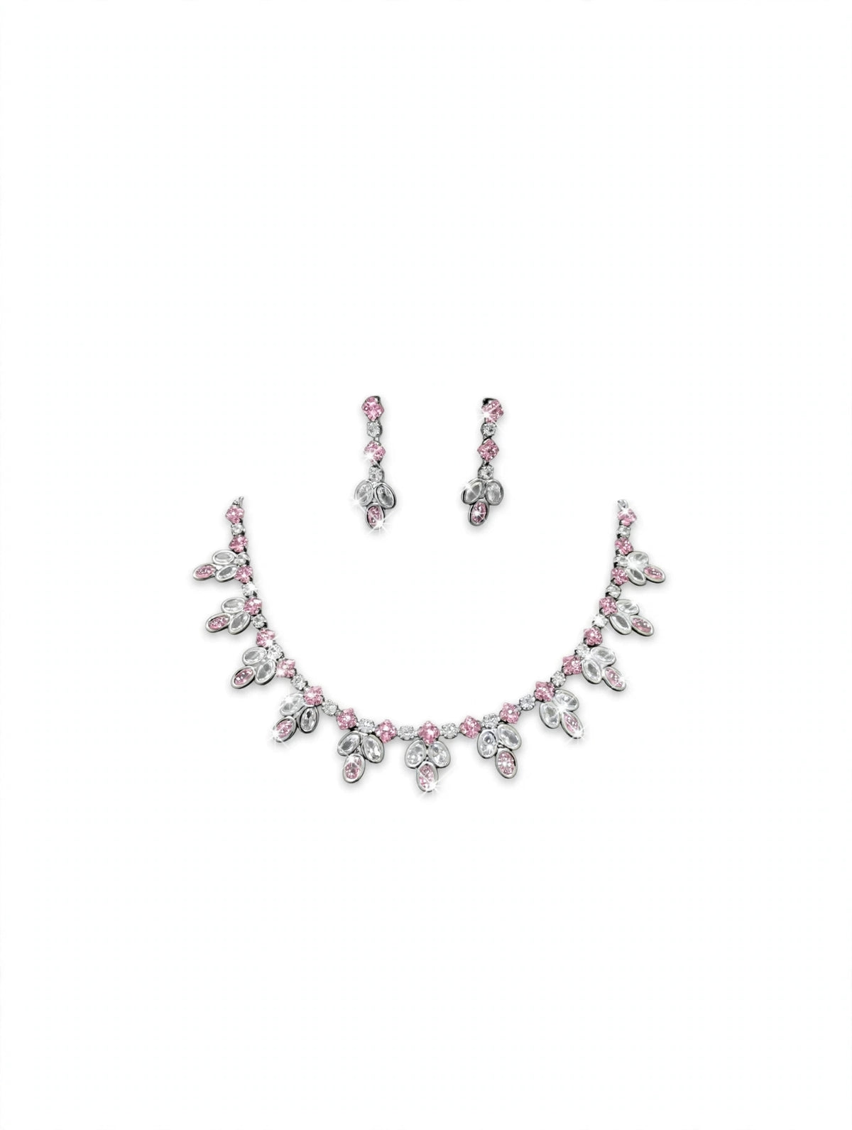 Silver Floral Necklace Set
