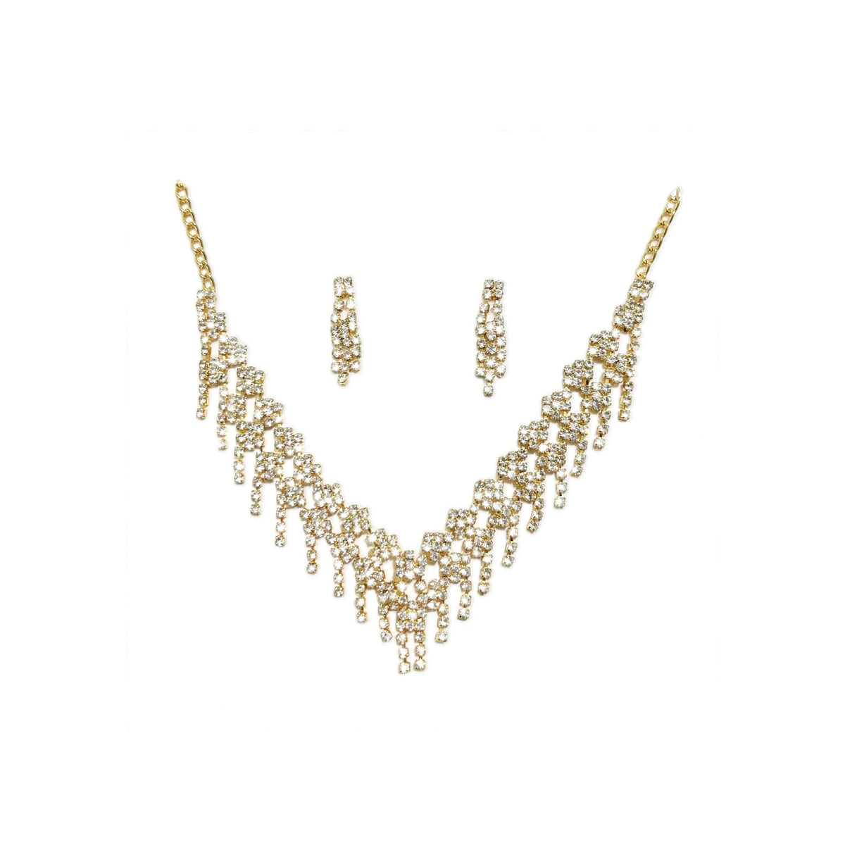 Gold Finish American Diamond Necklace Set