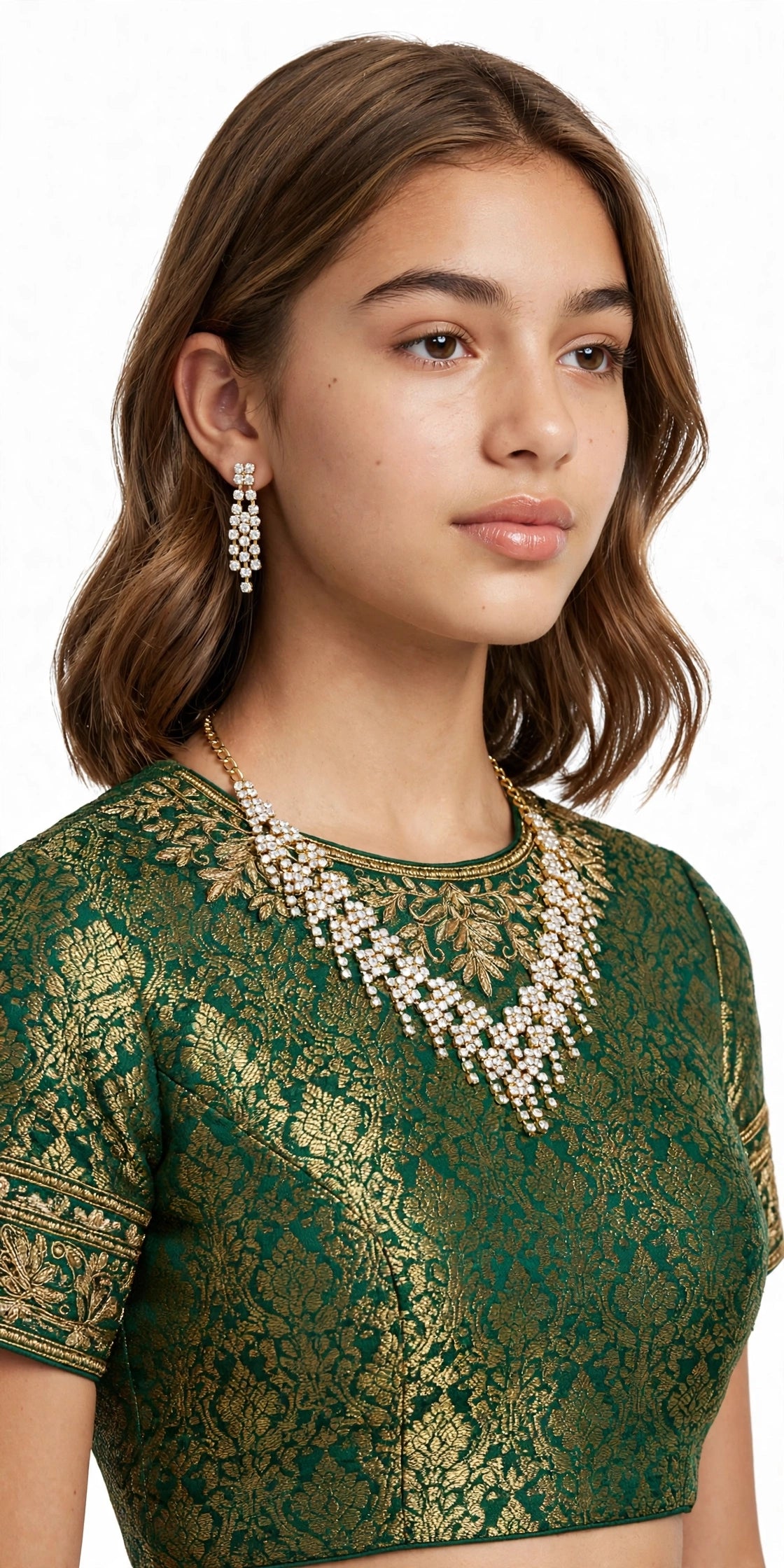 Gold Finish American Diamond Necklace Set