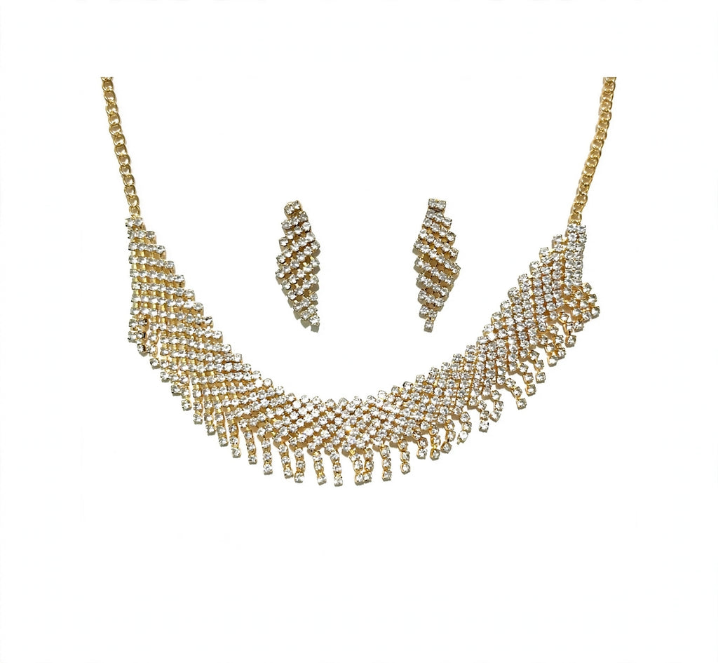 Gold Finish American Diamond Necklace Set