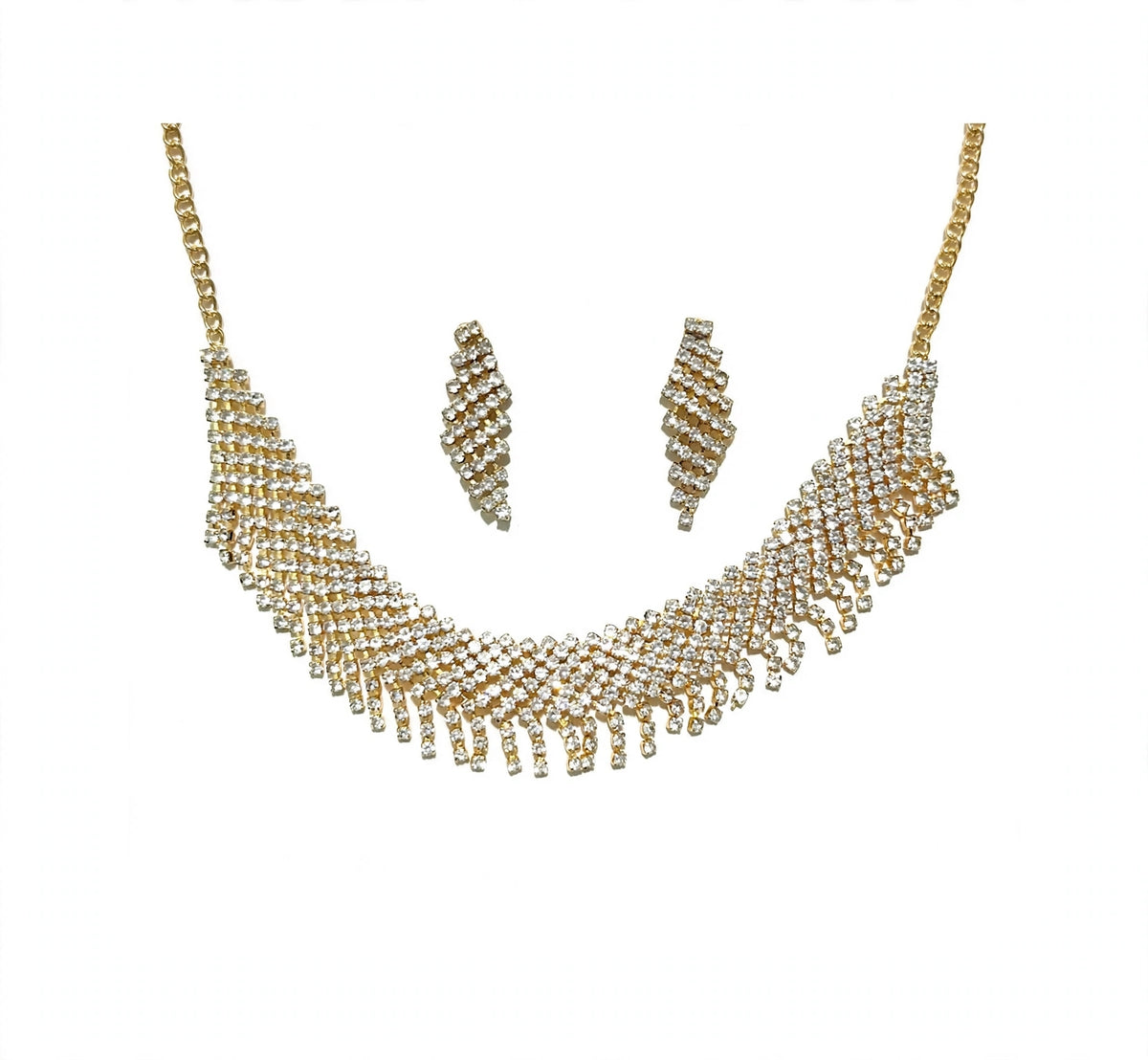 Gold Finish American Diamond Necklace Set