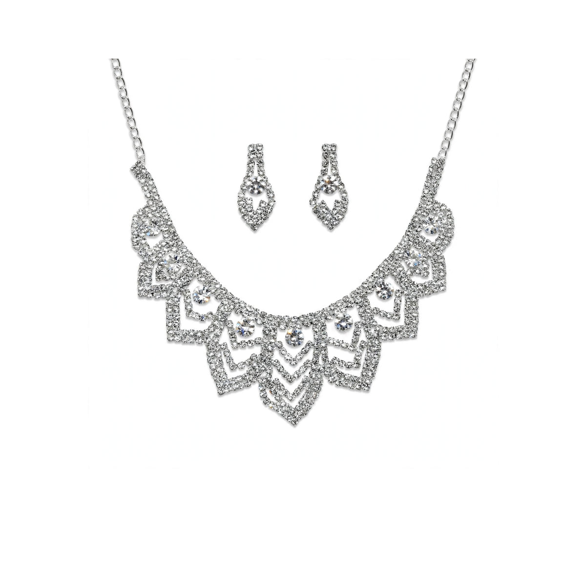 Silver-Tone American Diamond Necklace Set