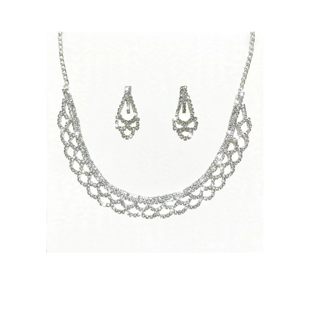 Silver-Tone American Diamond Necklace Set