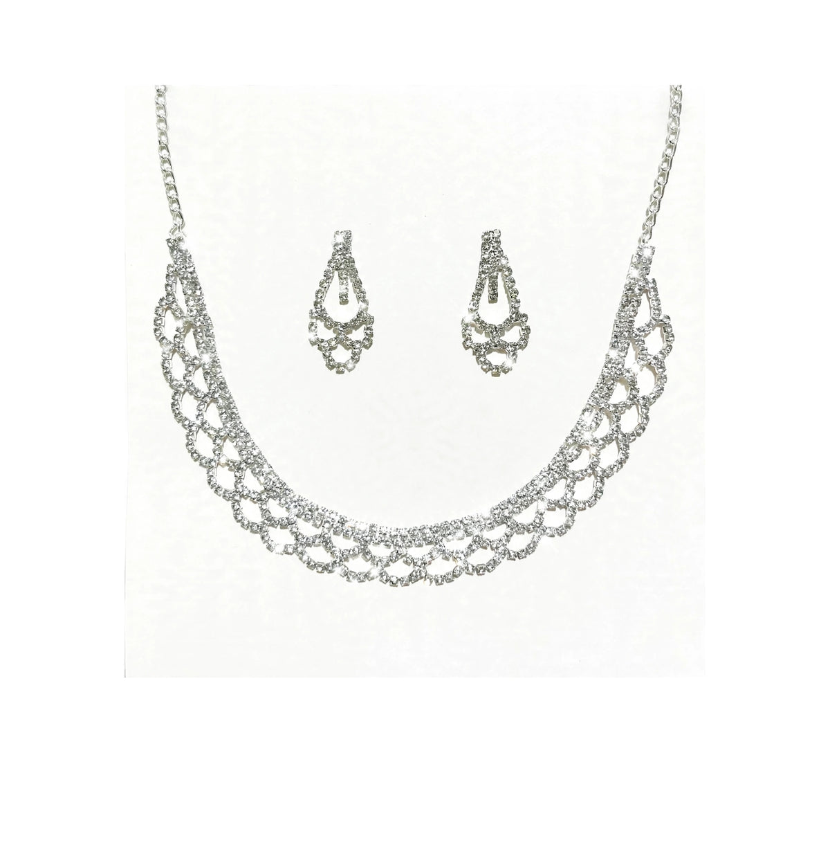 Silver-Tone American Diamond Necklace Set