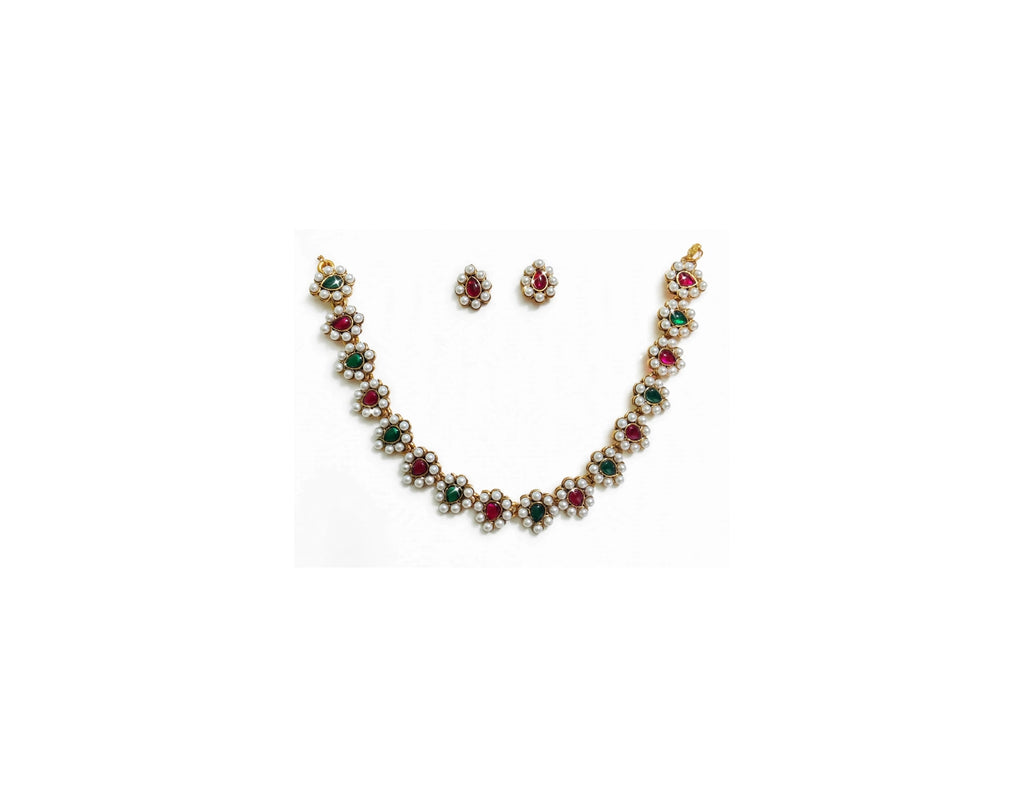 Traditional Gold-Tone Pearl Necklace Set