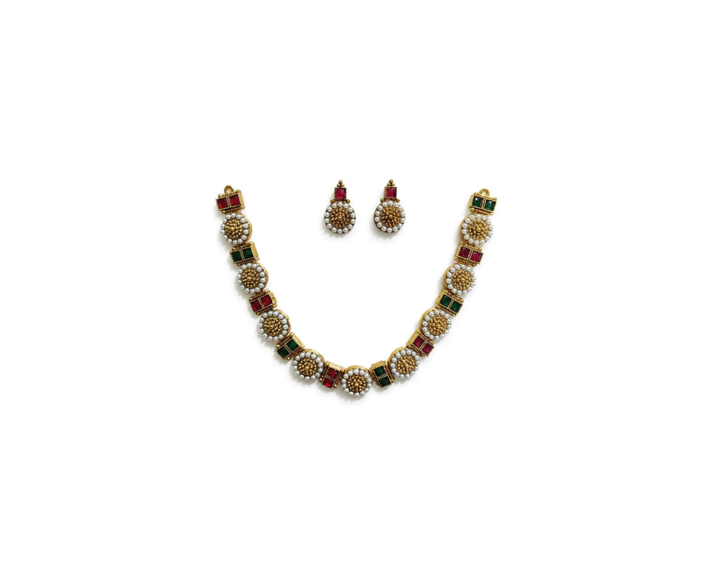 Pearl Beaded Festive Necklace Set