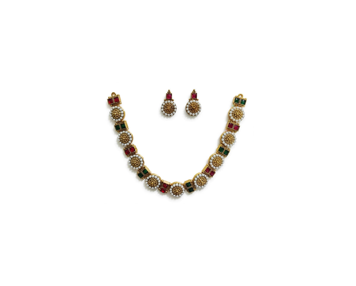 Pearl Beaded Festive Necklace Set