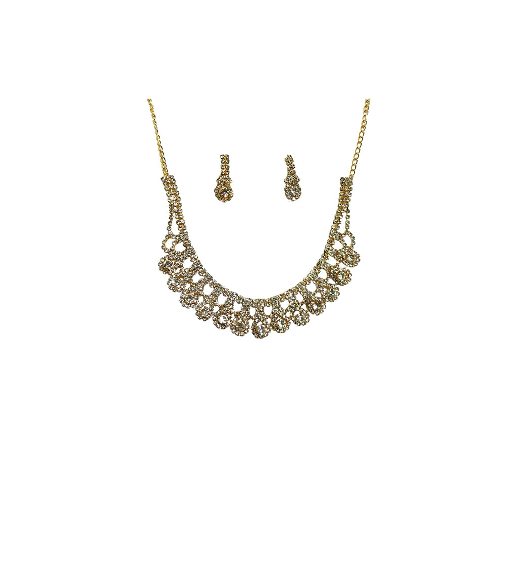 Gold Finish American Diamond Necklace Set