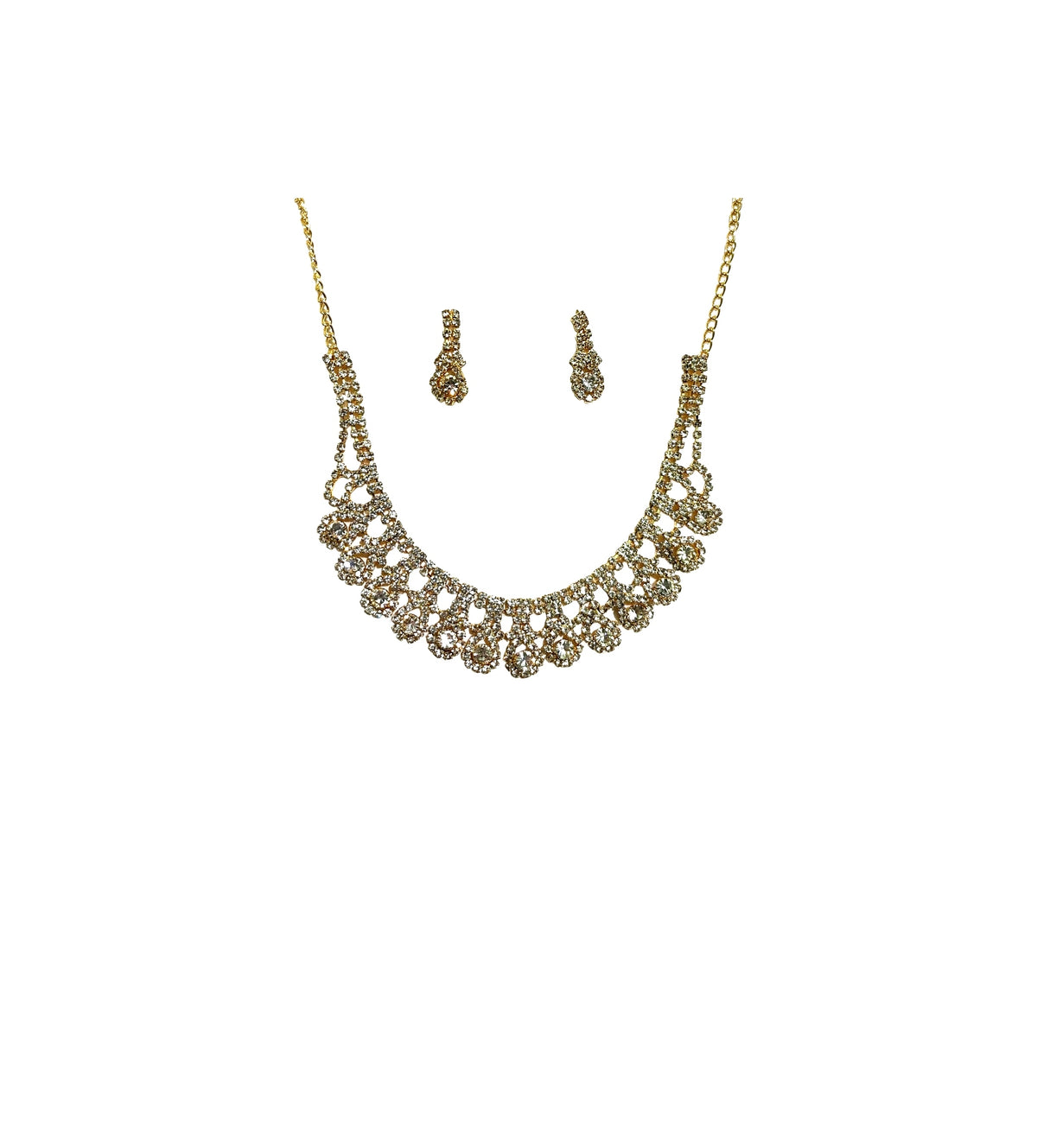 Gold Finish American Diamond Necklace Set