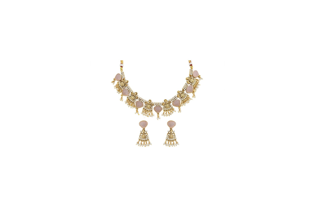 Rose Quartz Lakshmi Festive Necklace Set