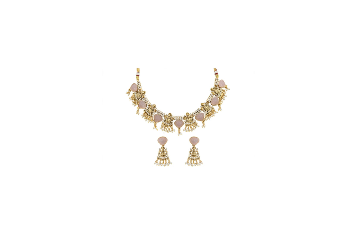 Rose Quartz Lakshmi Festive Necklace Set
