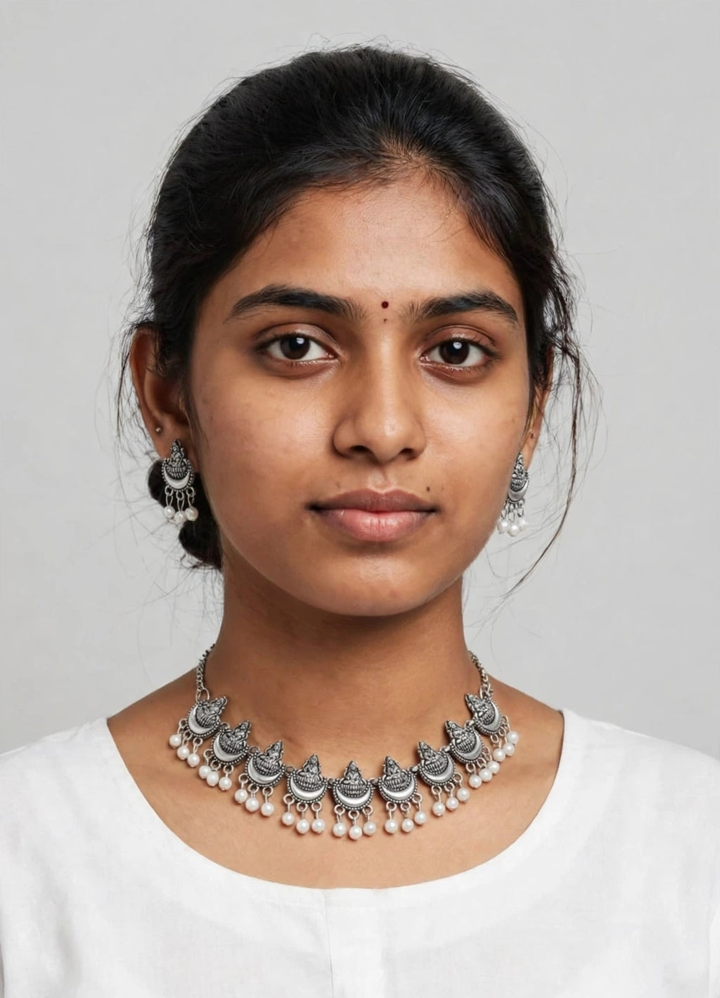 Oxidised Silver Lakshmi Necklace Set