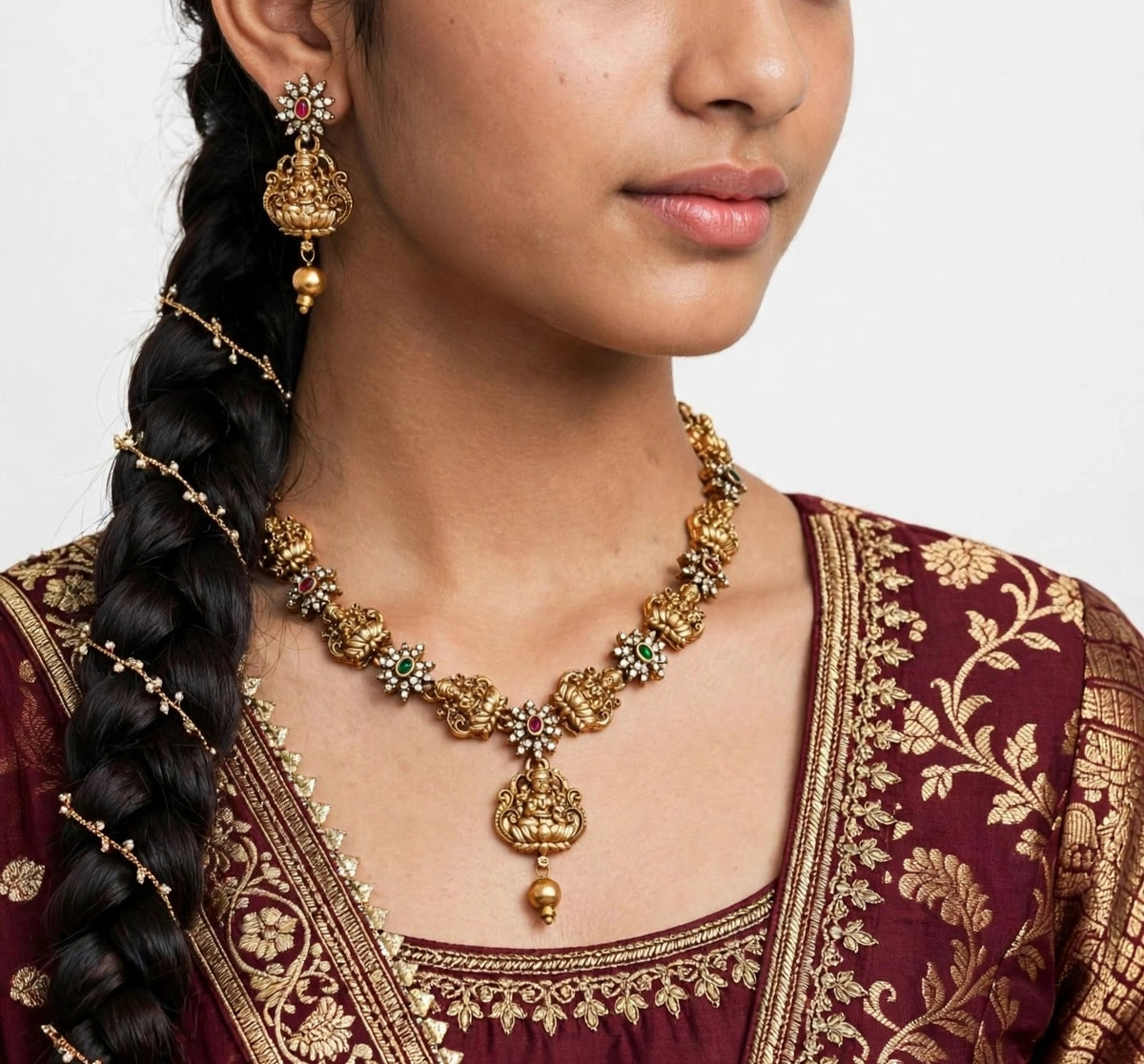 Antique Gold Temple Necklace Set