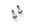 Multicolor Stone Oxidized Silver Drop Earrings